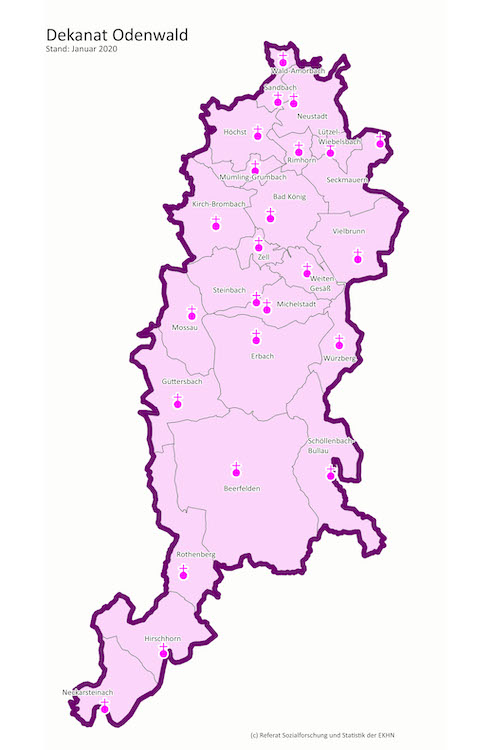 Karte der Dekanatsgemeinden